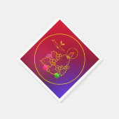 クリスマスキャンドルホリーラインスケッチレッド&ブルー スタンダードカクテルナプキン (角)