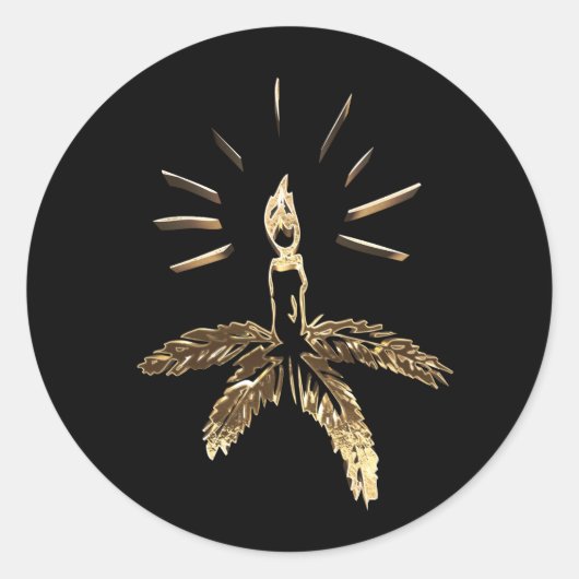 クリスマスキャンドルホルダーブラック金ゴールド エレガント ラウンドシール (正面)