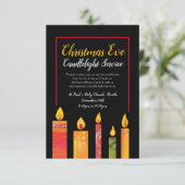 クリスマスキャンドルライトサービスアートブラック写真 招待状 (スタンド正面)