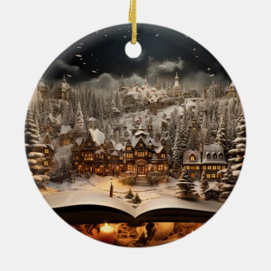 クリスマスキャンドルライトストーリーブックマウンテンビレッジ セラミックオーナメント (裏面)