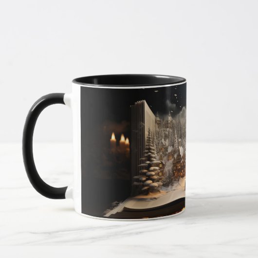 クリスマスキャンドルライトストーリーブックマウンテンビレッジ マグカップ (左)