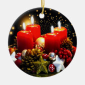 クリスマスキャンドルリース装飾 セラミックオーナメント (正面)