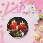 クリスマスキャンドルリース装飾 ペーパープレート (パーティー)