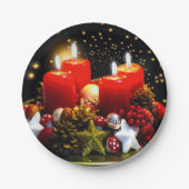 クリスマスキャンドルリース装飾 ペーパープレート (正面)