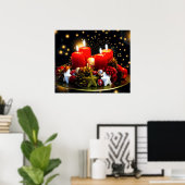 クリスマスキャンドルリース装飾 ポスター (ホームオフィス)