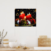 クリスマスキャンドルリース装飾 ポスター (キッチン)