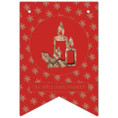 クリスマスキャンドル柊の雪片レッドと金ゴールド バンティングフラッグ (第3の旗)