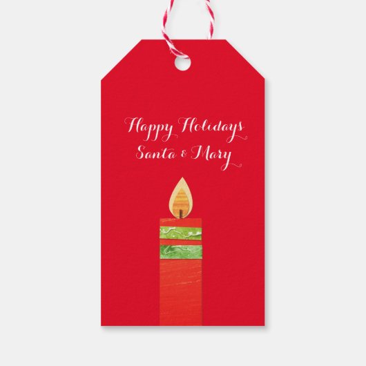 クリスマスキャンドル赤い緑のギフトラベル ギフトタグ (裏面)