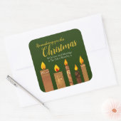 クリスマスキャンドル黄金の緑の崇拝紙アート スクエアシール (封筒)
