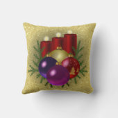 クリスマスキャンドル&オーナメント金ゴールドフェイクグリッター クッション (裏面)