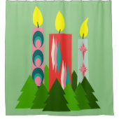 クリスマスキャンドル シャワーカーテン (正面)