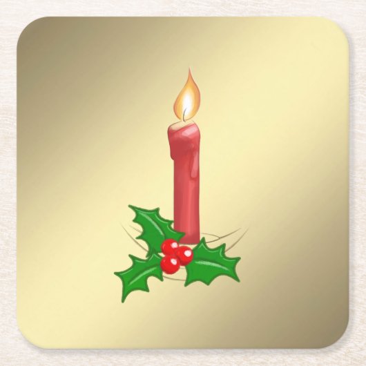 クリスマスキャンドル スクエアペーパーコースター (正面)