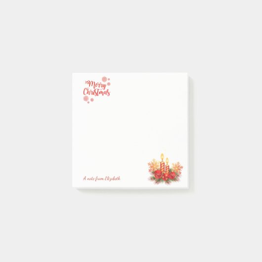 クリスマスキャンドル、ボール、雪片パーソナライズされた- ポストイット (正面)