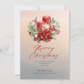 クリスマスキャンドル&ポインセチア花束 招待状 (正面)