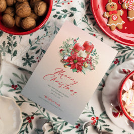 クリスマスキャンドル&ポインセチア花束 招待状