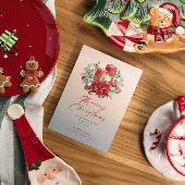 クリスマスキャンドル&ポインセチア花束 招待状