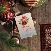 クリスマスキャンドル&ポインセチア花束 招待状