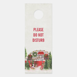 クリスマスキャンパーシーンを乱さない素朴 ドアノブサイン