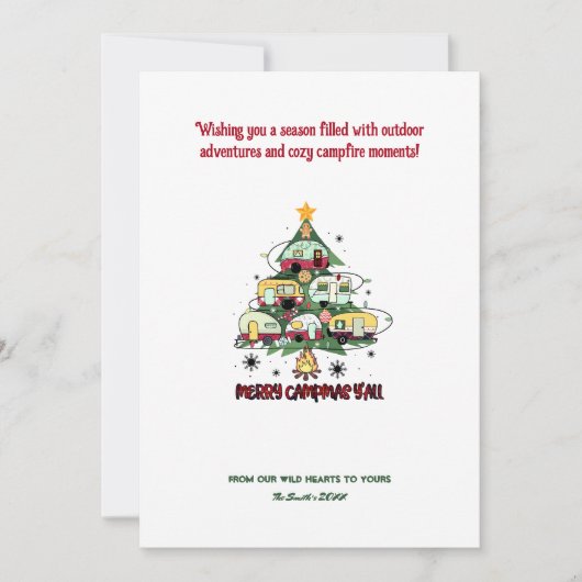 クリスマスキャンパーフォレストキャンピングアウトドアアドベンチャー シーズンカード (正面)
