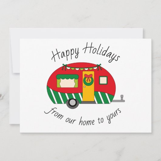 クリスマスキャンプトレーラーカスタマイズ可能グリーティングカード (正面)