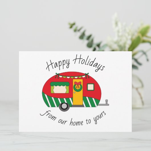 クリスマスキャンプトレーラーカスタマイズ可能グリーティングカード (スタンド正面)