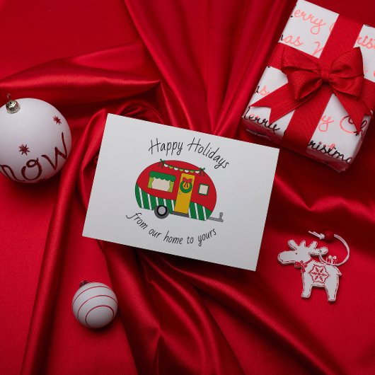 クリスマスキャンプトレーラーカスタマイズ可能グリーティングカード