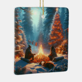 「クリスマスキャンプファイア：居心地の良い冬の瞬間」 セラミックオーナメント (右)