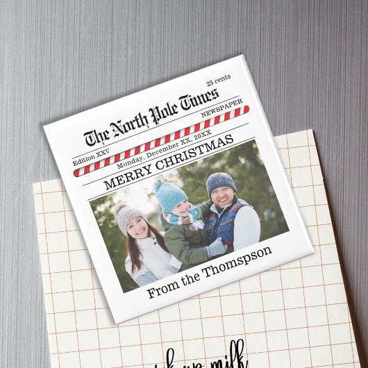 クリスマスキュートおもしろいタイポグラフィ新聞デザイン マグネット
