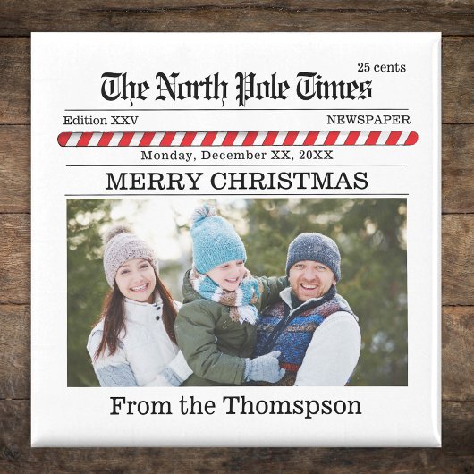 クリスマスキュートおもしろいタイポグラフィ新聞デザイン マグネット