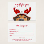 クリスマスキュートおもしろいドグトインデナーヘッドバンドギフトカード (正面&裏面)