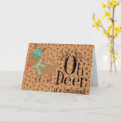 クリスマスキュートおもしろいユーモアRudolphトナカイ カード (黄色い花)