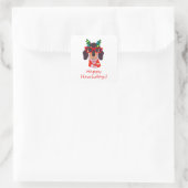 クリスマスキュートおもしろい犬ダッシュンドハッピーハウリデイズ スクエアシール (バッグ)