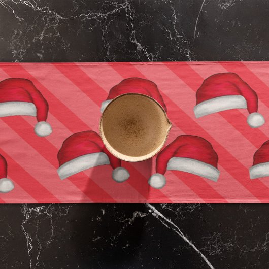 クリスマスキュートお洒落サンタクロースハットおもしろい ショートテーブルランナー