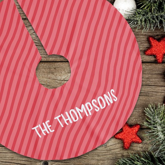 クリスマスキュートお洒落レッドストライプクリスマス ブラッシュドポリエステルツリースカート