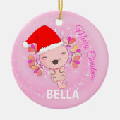 クリスマスキュートなアクソロトルリザードフォト セラミックオーナメント (正面)