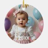 クリスマスキュートなアクソロトルリザードフォト セラミックオーナメント (裏面)