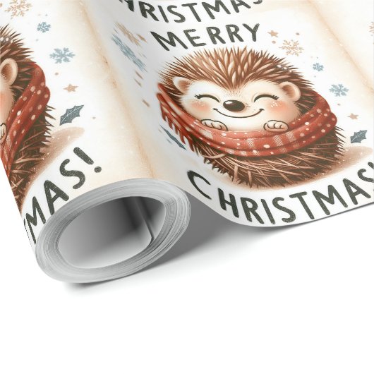クリスマスキュートなサンタハリネズミ ラッピングペーパー (ロールコーナー)