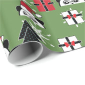 クリスマスキュートなサンタパンダとギフト ラッピングペーパー (ロールコーナー)