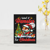 クリスマスキュートなサンタ・サングラスのハムスターが欲しい カード (黄色い花)