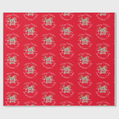 クリスマスキュートなトナカイの台本タイプレッドスノーフレーク ラッピングペーパー (フラット)