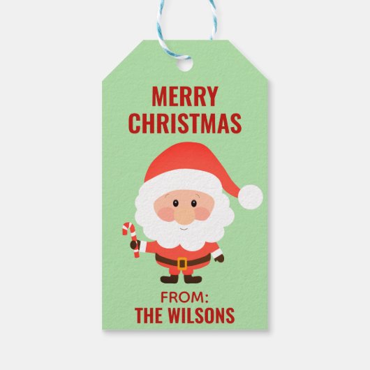 クリスマスキュートな漫画サンタファミリー ギフトタグ (裏面)