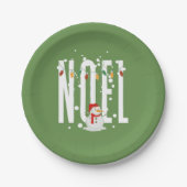 クリスマスキュートカラフルノエル引用文雪だるまモダン ペーパープレート (正面)