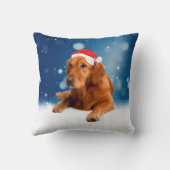 クリスマスキュートゴールデンレトリエバードッグサンタハットスノー クッション (裏面)