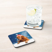 クリスマスキュートゴールデンレトリエバードッグサンタハットスノー コースター (右側)