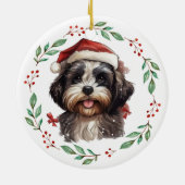 クリスマスキュートシーズー(犬)豆犬パーソナライズされた セラミックオーナメント (裏面)