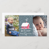 クリスマスキュートススノーハウスカスタム2写真ホリデー シーズンカード (正面/裏面)