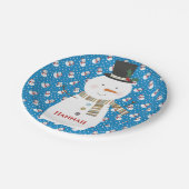 クリスマスキュートハッピーカートゥーン雪だるま ペーパープレート (アングル)