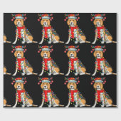 クリスマスキュートビーグルドグホリデーライトギフト ラッピングペーパー (フラット)