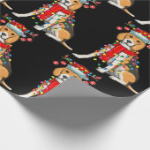 クリスマスキュートビーグルドグホリデーライトギフト ラッピングペーパー (角)