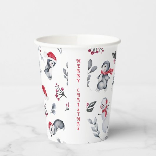 クリスマスキュートフェスティバルホリデーシーズンウォーターカラー 紙コップ (左)